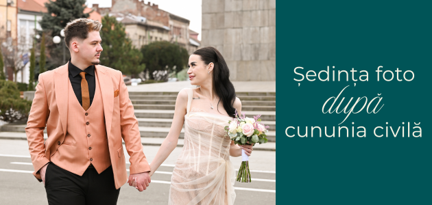 Ședința foto după cununia civilă - în Piața Avram Iancu
